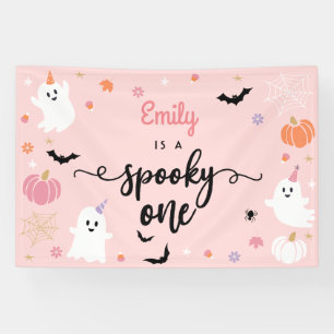 Spooky Een Halloween Leuke Ghost 1e Verjaardag Spandoek