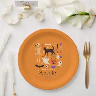 Spooky Een Halloween Motieven Sinaasappel 1e Verja Papieren Bordje