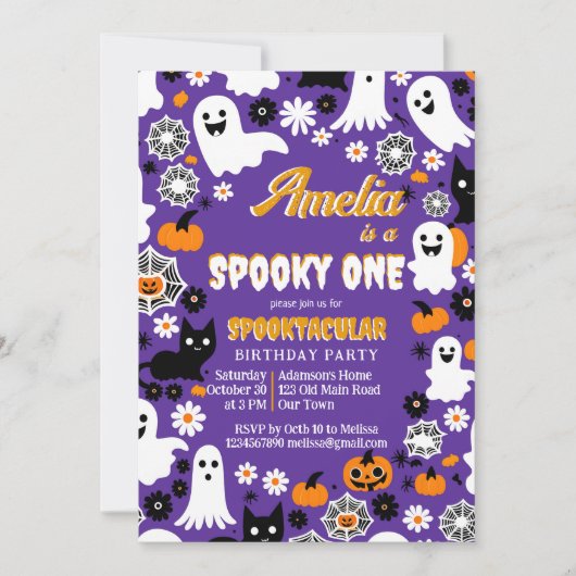 Spooky een Halloween verjaardag groovy retro madel Kaart (Voorkant)