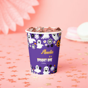 Spooky een Halloween verjaardag groovy retro madel Papieren Bekers