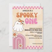 Spooky een leuke geest Roze meisje eerste verjaard Kaart (Voorkant)