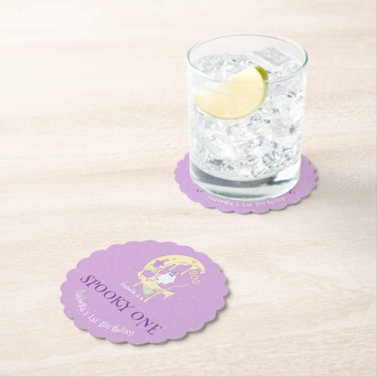 Spooky Een Leuke Ghost Halloween 1e Verjaardag Kartonnen Onderzetters (Insitu)