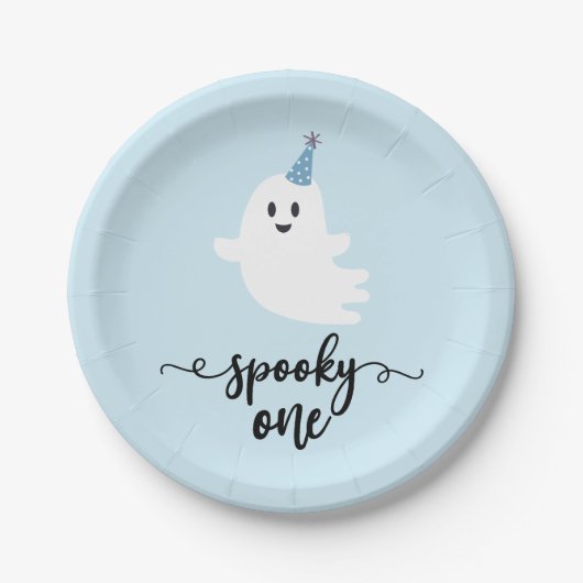 Spooky Een Leuke Ghost Halloween 1e Verjaardag Papieren Bordje (Voorkant)