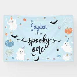 Spooky Een Leuke Ghost Halloween 1e Verjaardag Spandoek