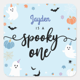 Spooky Een Leuke Ghost Halloween 1e Verjaardag Vierkante Sticker