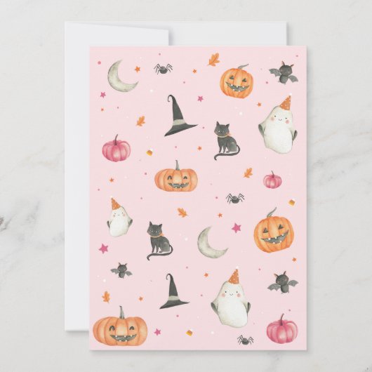 Spooky Een Meisje 1e Boo-Day Halloween Uitnodiging (Achterkant)