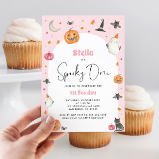 Spooky Een Meisje 1e Boo-Day Halloween Uitnodiging
