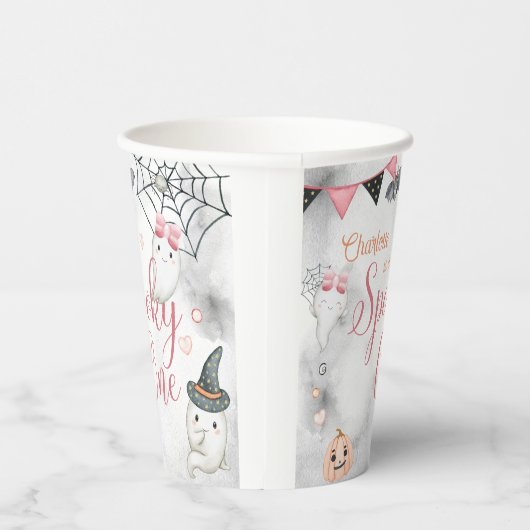 Spooky een meisje Halloween 1e verjaardag Papieren Bekers (Rechts)