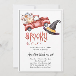 spooky een rode pompoen pick-up truck Baby shower Kaart