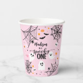 Spooky Een Roze Halloween Ghost Papieren Bekers (Achterkant)