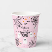Spooky Een Roze Halloween Ghost Papieren Bekers (Voorkant)
