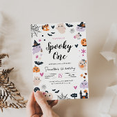 Spooky Een Schattige Halloween Verjaardagsuitnodig Kaart