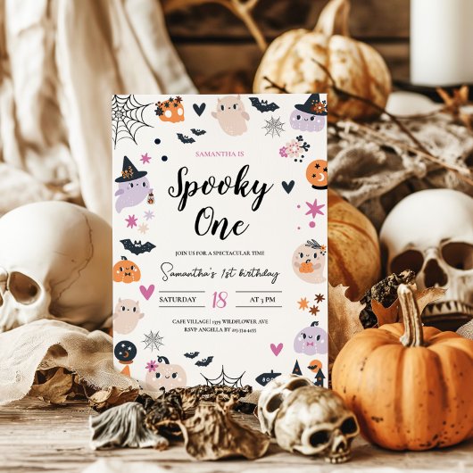 Spooky Een Schattige Halloween Verjaardagsuitnodig Kaart