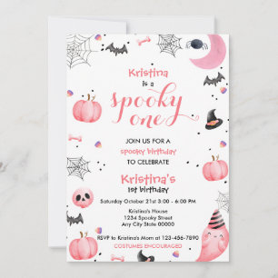 Spooky Een Verjaardag Roze Ghost Kaart