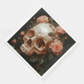 Spooky Elegance: Gotische schedel en Rozen Servet (Hoek)