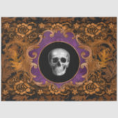 Spooky Elegant Sinaasappel Hallloween schedel op D Tissuepapier (Voorkant)