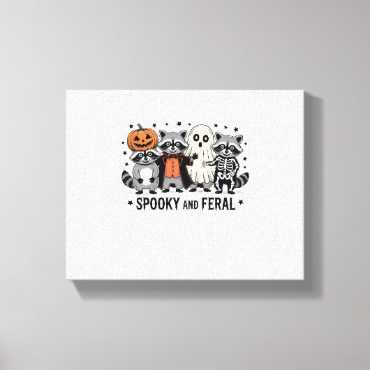 Spooky en Feral Funny Halloween Wasbeer Canvas Afdruk (Voorkant)
