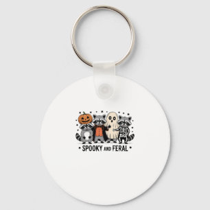 Spooky en Feral Funny Halloween Wasbeer Sleutelhanger