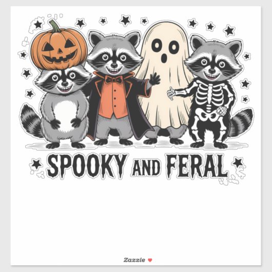 Spooky en Feral Funny Halloween Wasbeer Sticker (Vel)