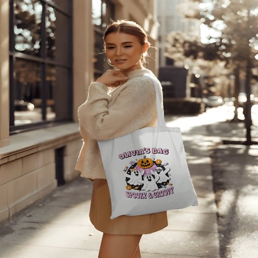 Spooky en Groovy Retro Ghosts Gepersonaliseerd Tote Bag