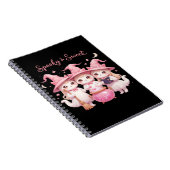 Spooky en lieve Schattigee heksenkat Oversized T-s Notitieboek (Rechterzijde)