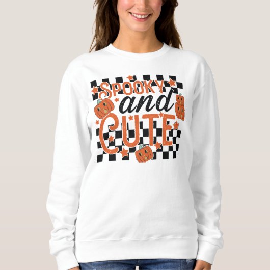 Spooky en Schattige Retro Halloween Trui (Voorkant)