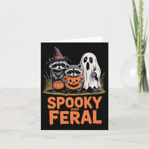 Spooky en wilde Halloween Ghost Raccoon Opossum Kaart