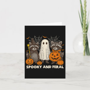 Spooky en wilde Halloween Schattigee Ghost Raccoon Kaart