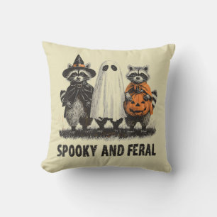 Spooky en wilde Halloween Schattigee Ghost Raccoon Kussen