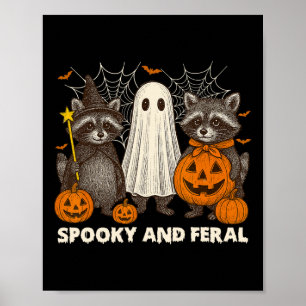 Spooky en wilde Halloween Schattigee Ghost Raccoon Poster