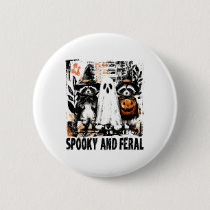 Spooky en wilde Halloween Schattigee Ghost Raccoon Ronde Button 5,7 Cm