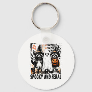 Spooky en wilde Halloween Schattigee Ghost Raccoon Sleutelhanger