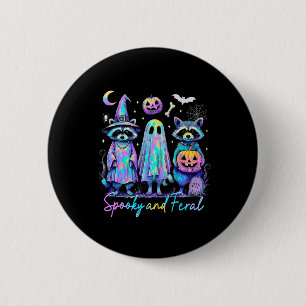Spooky en wilde Halloween wasbeer heks Ghost Jac Ronde Button 5,7 Cm