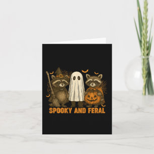 Spooky en wilde Schattigee spookwasbeer Halloween Kaart