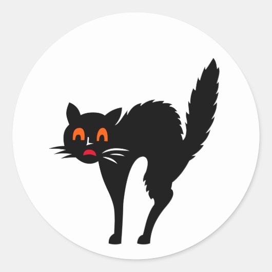 Spooky enge griezelige zwarte kat Kinder Halloween Ronde Sticker (Voorkant)
