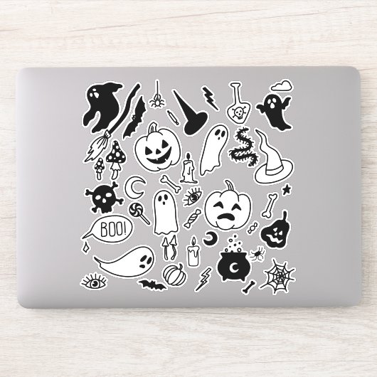 Spooky Enge Halloween Party Doodle Art stickers (Computer)