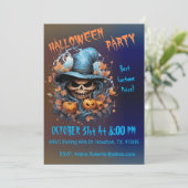 Spooky Enge Schedel Halloween Party Kaart (Staand voorkant)