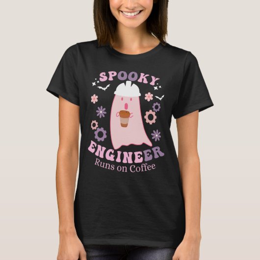 Spooky Engineer Run op Koffie T-shirt (Voorkant)