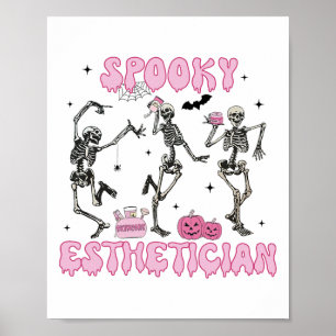 Spooky Esthetician Halloween Skelet Huidtherapie Poster
