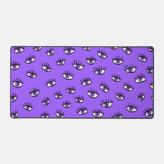 Spooky Evil Eyes Paarse Halloween Bureaumat (Voorkant)