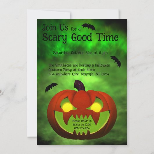 Spooky Evil Halloween Pumpkin Kaart (Voorkant)