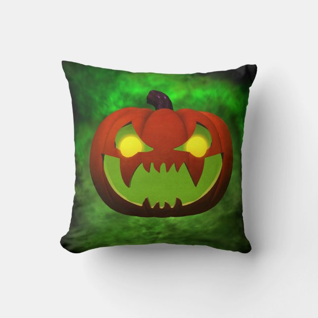 Spooky Evil Halloween Pumpkin Kussen (Voorkant)