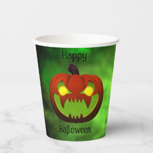 Spooky Evil Halloween Pumpkin Papieren Bekers