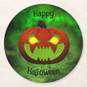 Spooky Evil Halloween Pumpkin Ronde Kartonnen Onderzetter