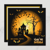 Spooky Eyes Haunted House Invitation Kaart (Voorkant / Achterkant)