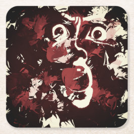 Spooky face stropdas vierkante kartonnen onderzetter