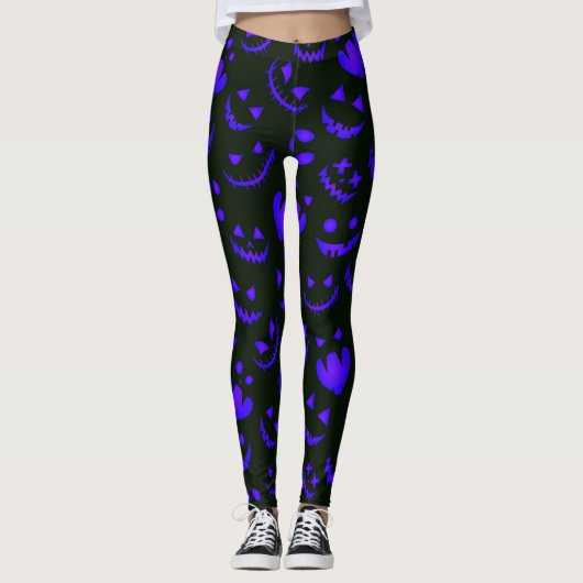 Spooky Faces Halloween Leggings (Voorkant)