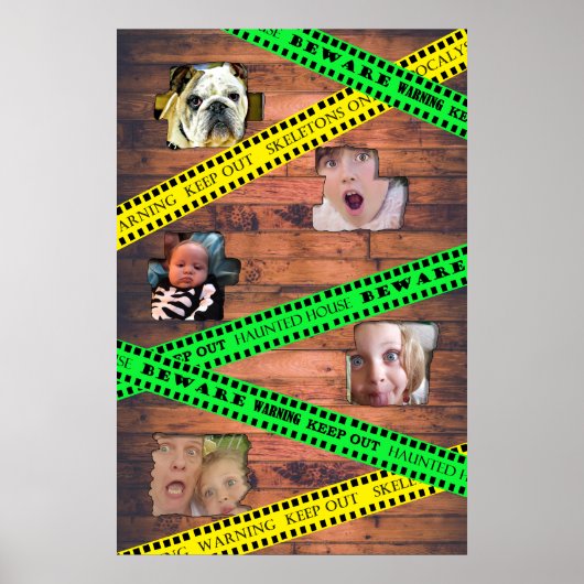 Spooky Family Foto's Halloween Attentie Tape Poster (Voorkant)