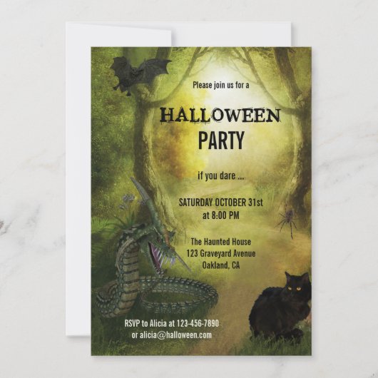 Spooky Fantasy Forest Halloween Party Uitnodiging (Voorkant)