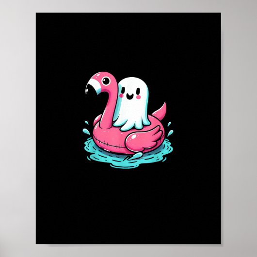 Spooky Flamingo Funny Spooky Zomer Poster (Voorkant)